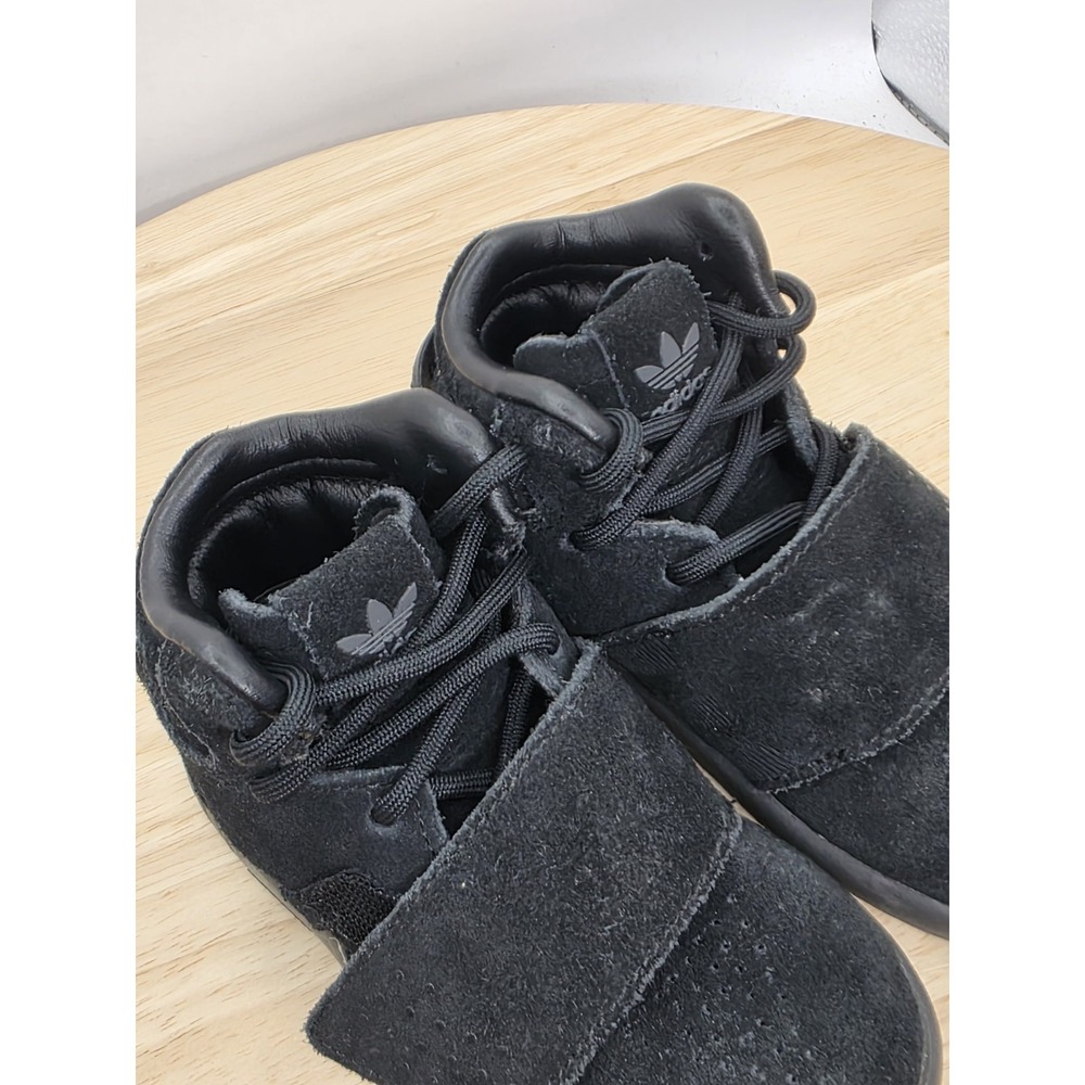 Little Kids 6K - Adidas Tubular Invader Strap Athletic Shoes Triple Black RARE - Picture 8 of 10